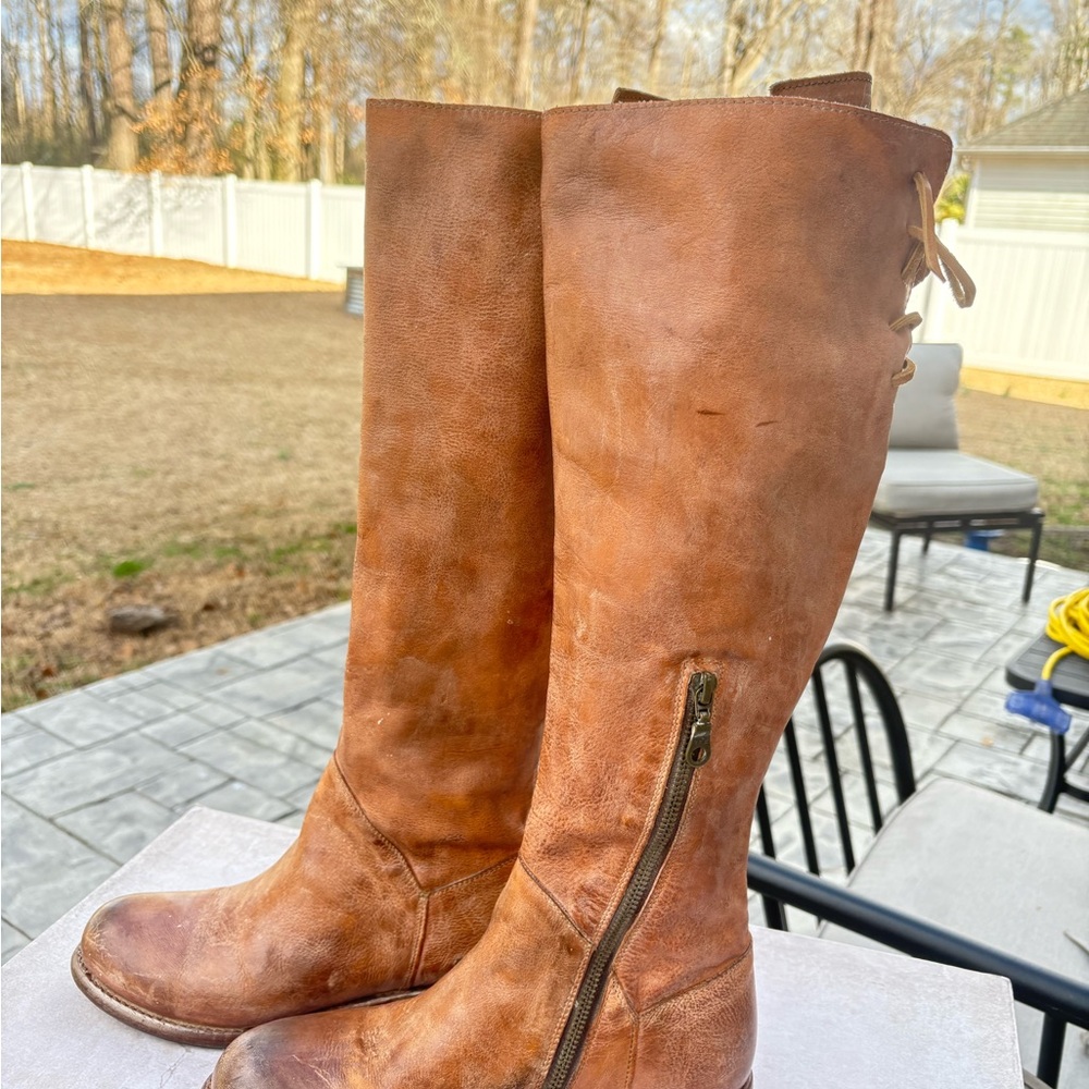 BED|STU Rustic Cognac Leather Over-the-Knee Boots